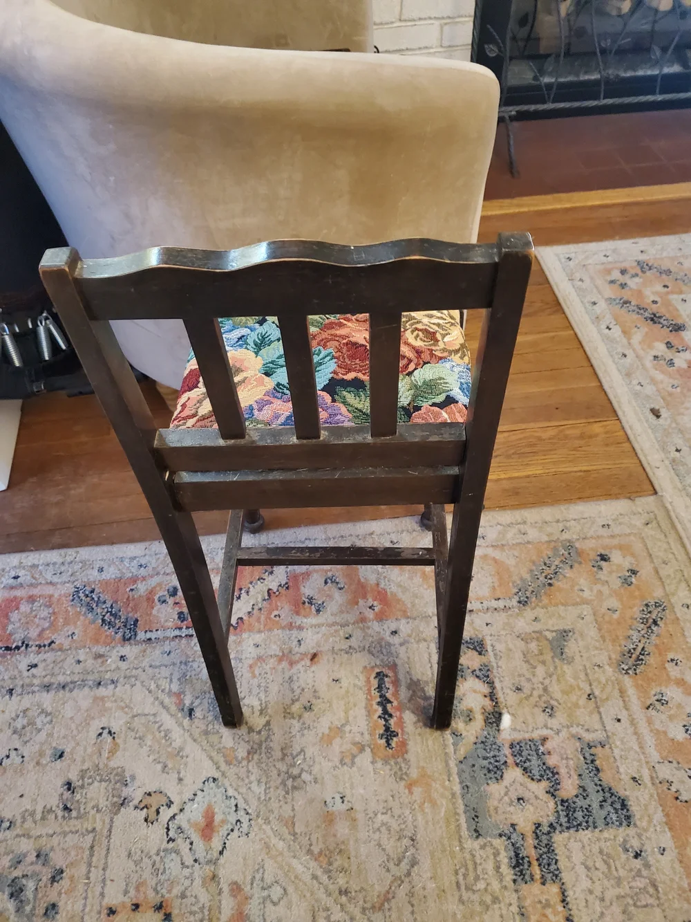 Floral Tapestry Accent Miniature Chair with Multicolor Seat